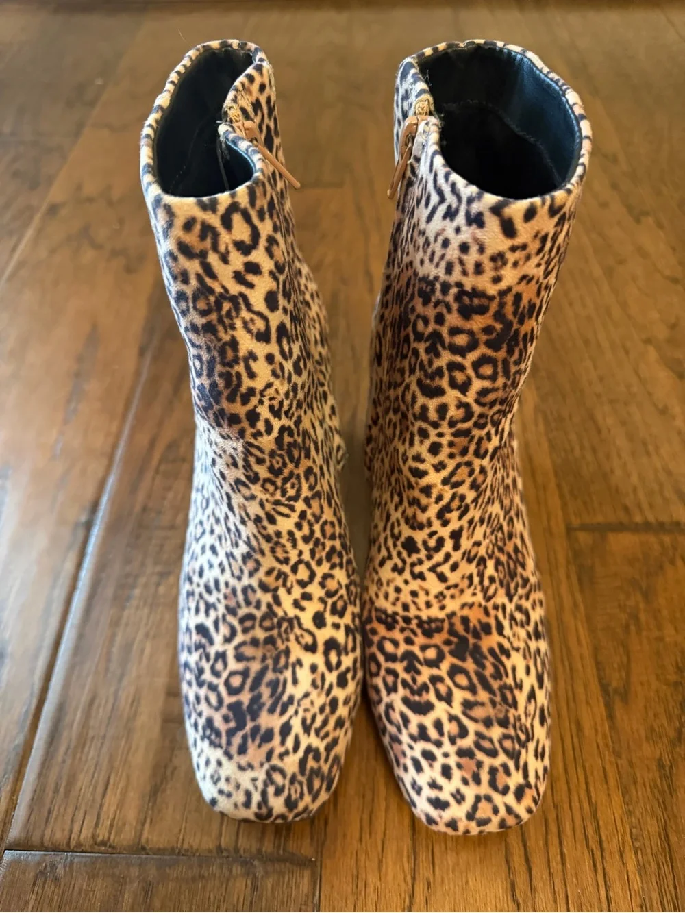 Sugar Element Leopard Print Block Heel Side Zip Ankle Boots Size 6.5
